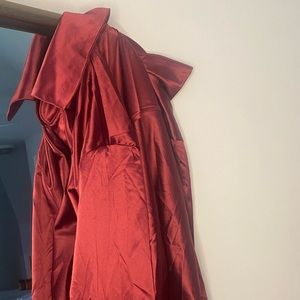 Red Silk Fashion Nova Button Down Top